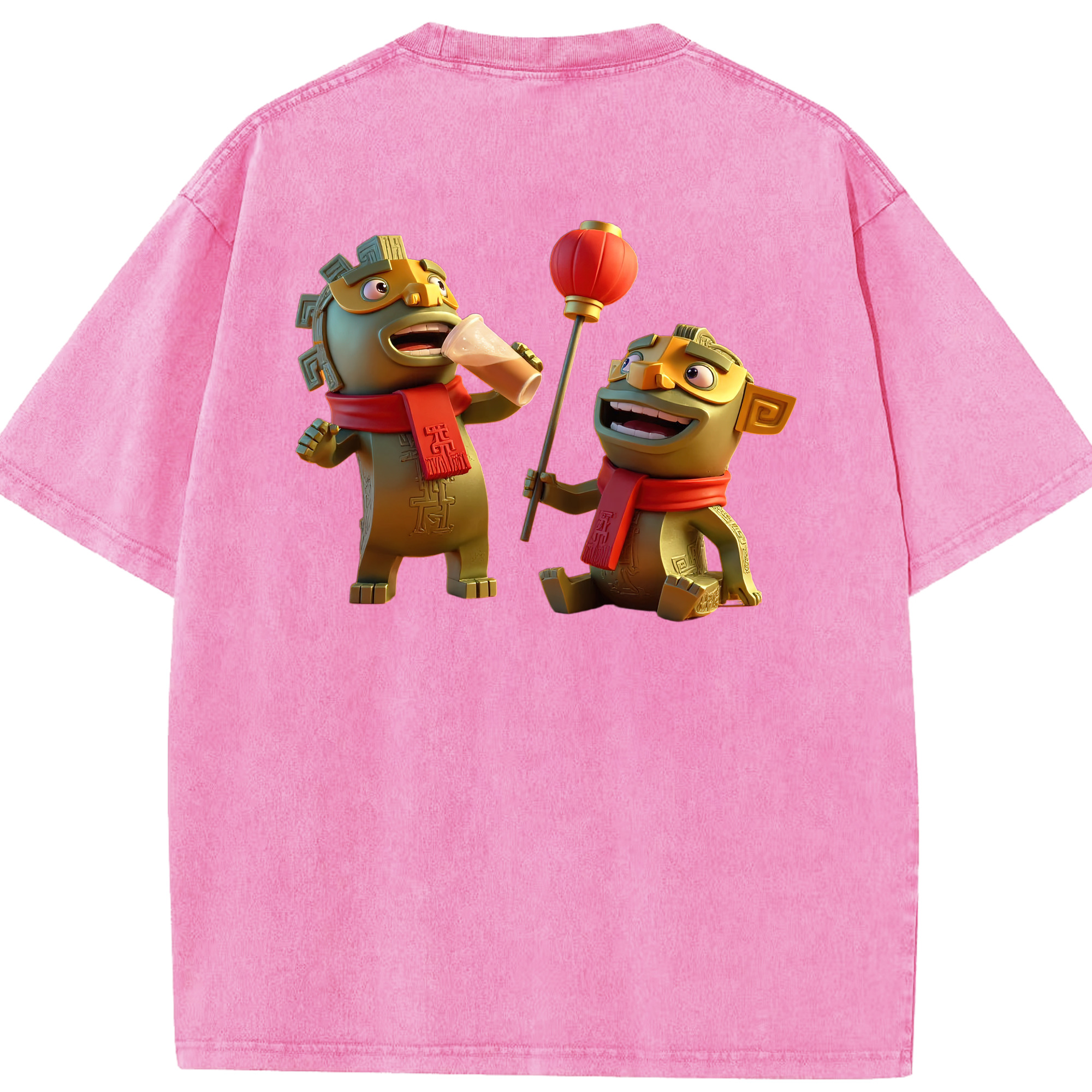 （画像用） Ne Zha 2 ナタ 魔童の大暴れ 綿100% ヴィンテージ風 半袖Tシャツ（背面プリント）